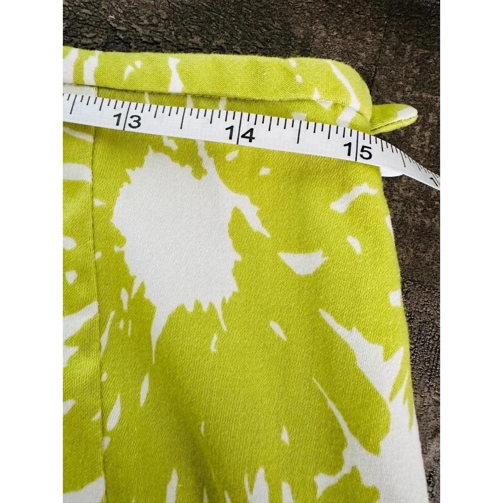 TALBOTS A-Line Short Skirt Green & White Floral Cotton‎ Twill Women's 8 Petite